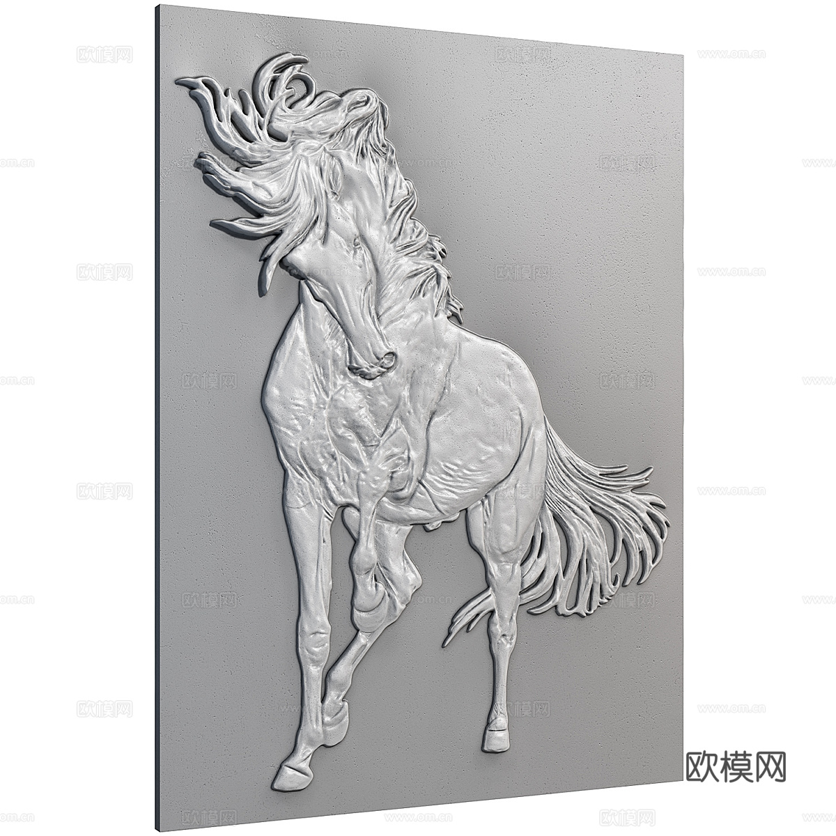 新中式骏马浅浮雕挂件3d模型