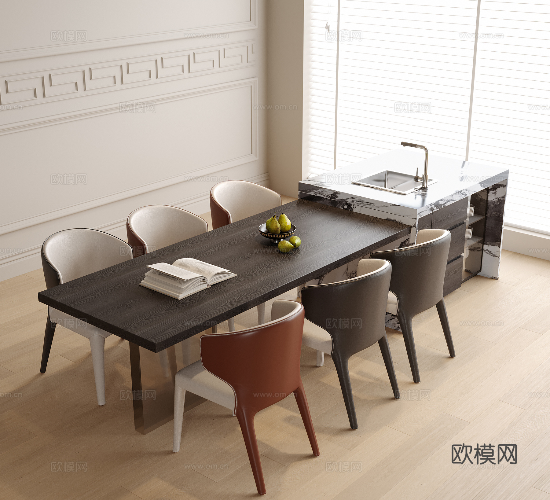 现代岛台餐桌椅 餐椅3d模型