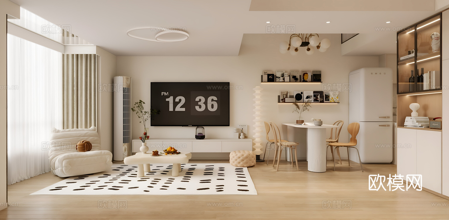 奶油复古公寓3d模型
