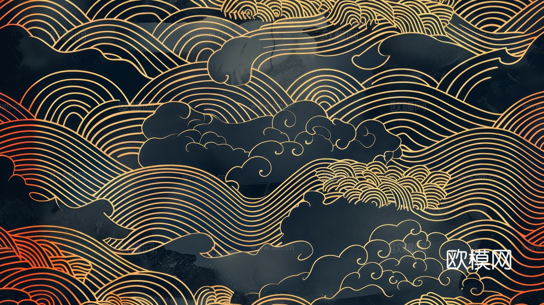 中式祥云壁纸壁画
