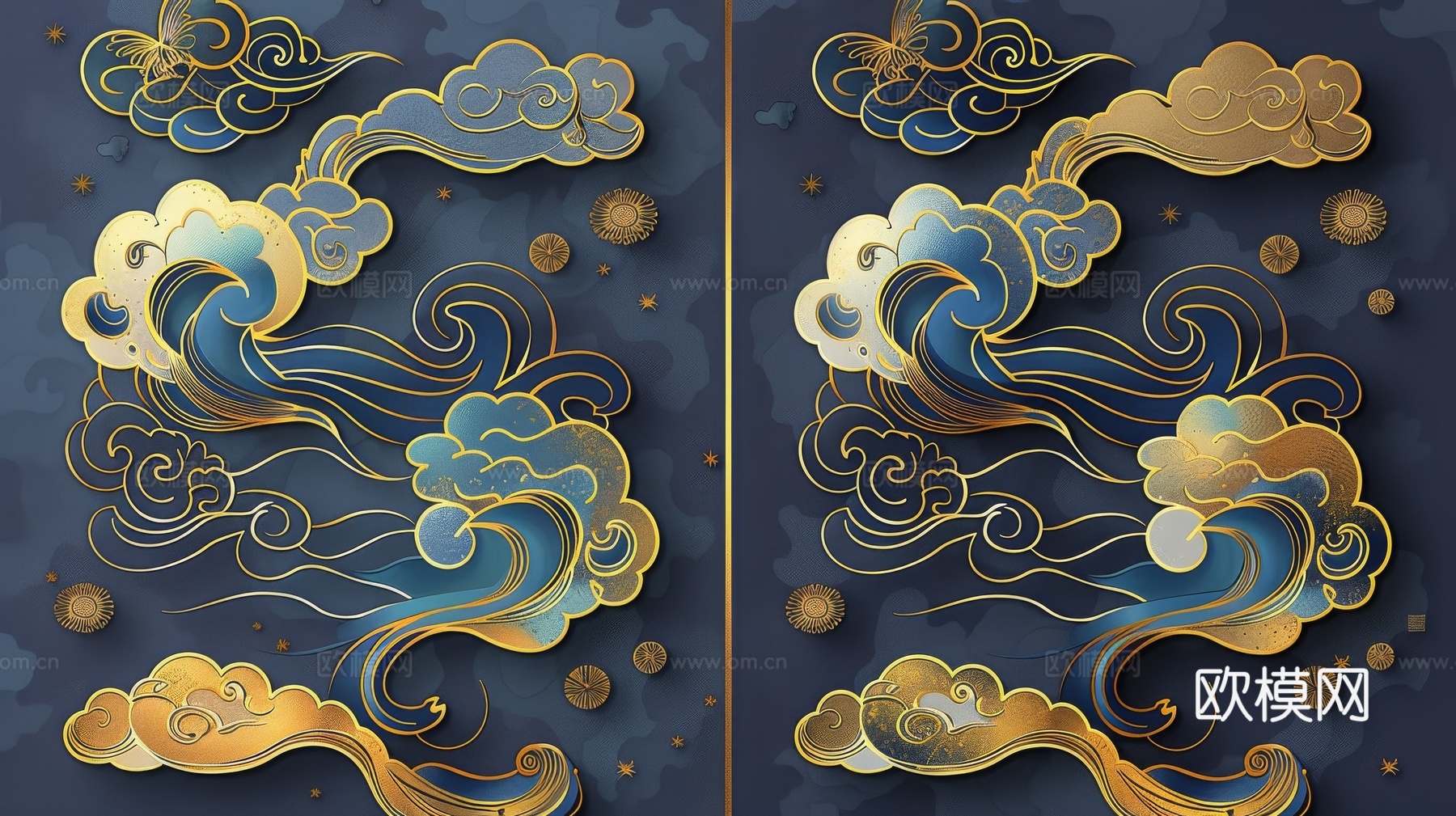 中式祥云壁纸壁画
