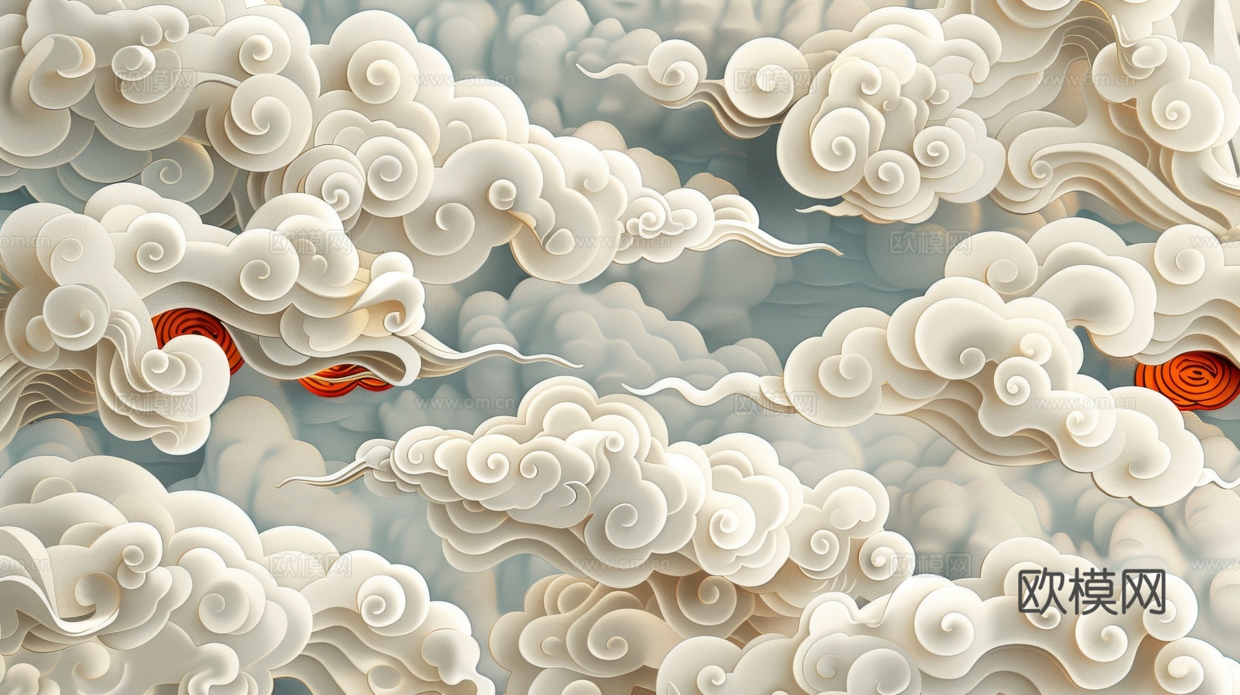 中式祥云壁纸壁画