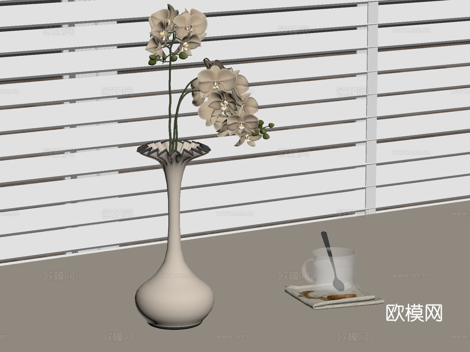 法式复古风花瓶 花艺摆件su模型