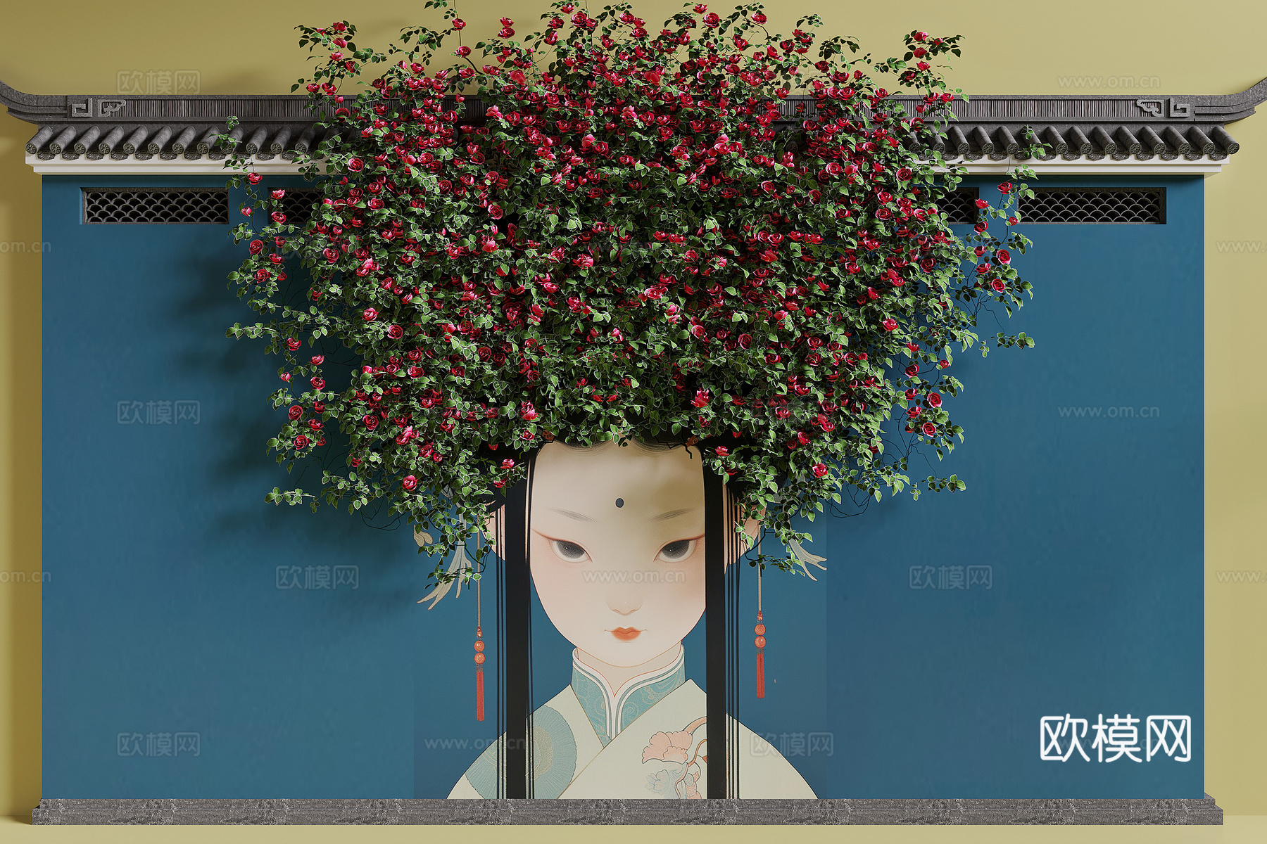 中式藤蔓3d模型