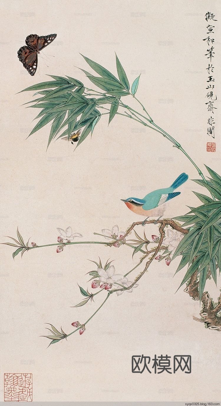 中式花鸟壁画壁纸