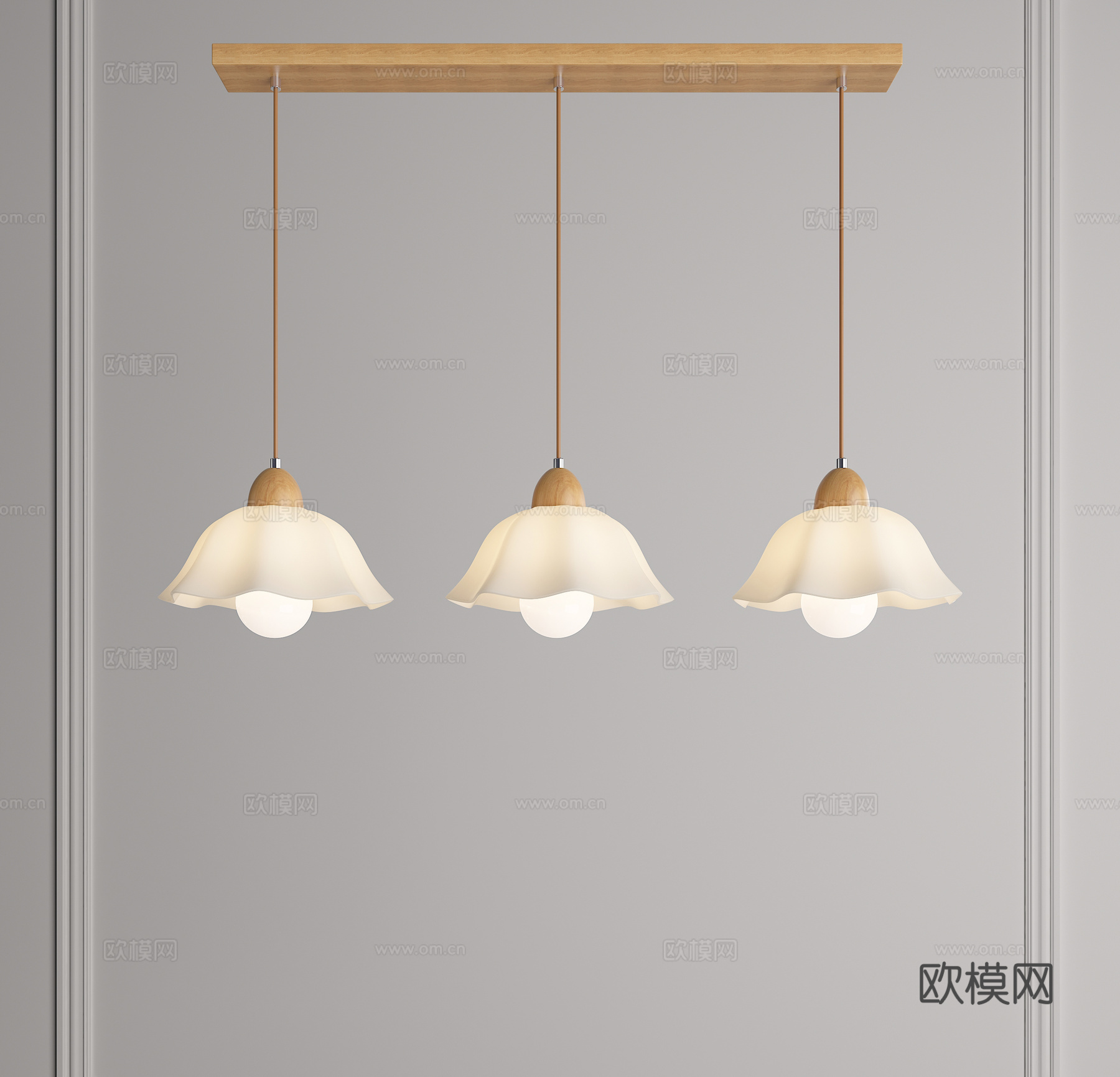 原木吊灯 奶油风吊灯 餐厅吊灯 三头吊灯 多头吊灯 田园吊灯3d模型