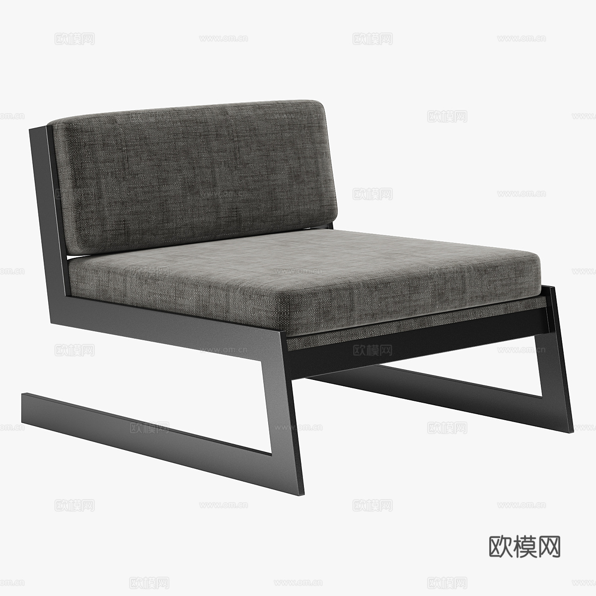 现代意式布艺扶手椅3d模型