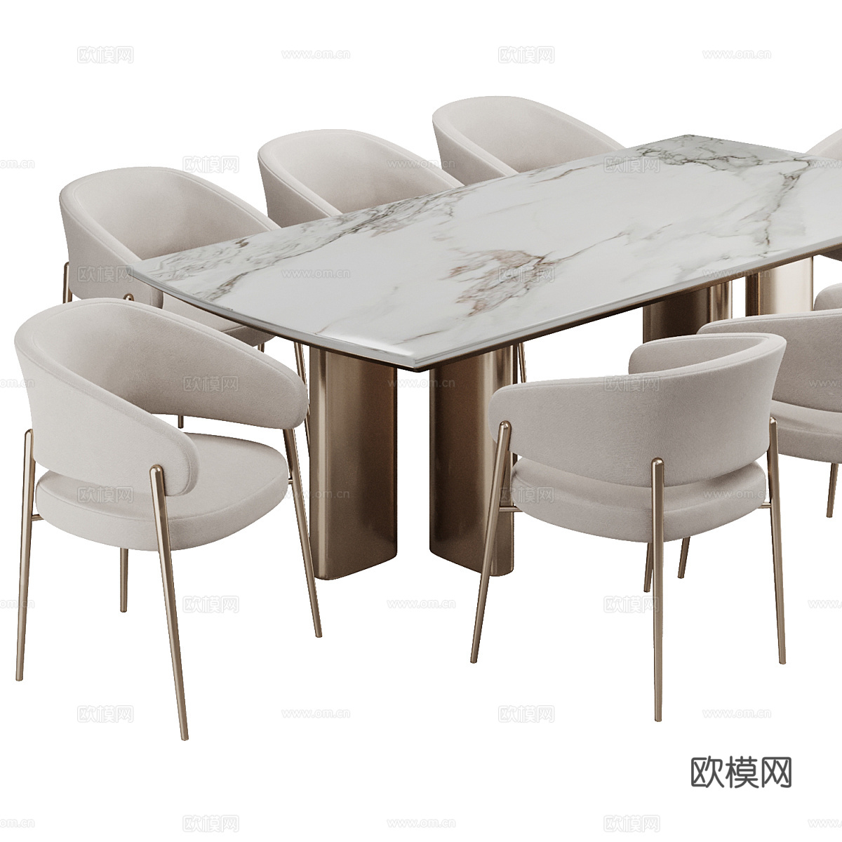 现代轻奢餐桌椅3d模型