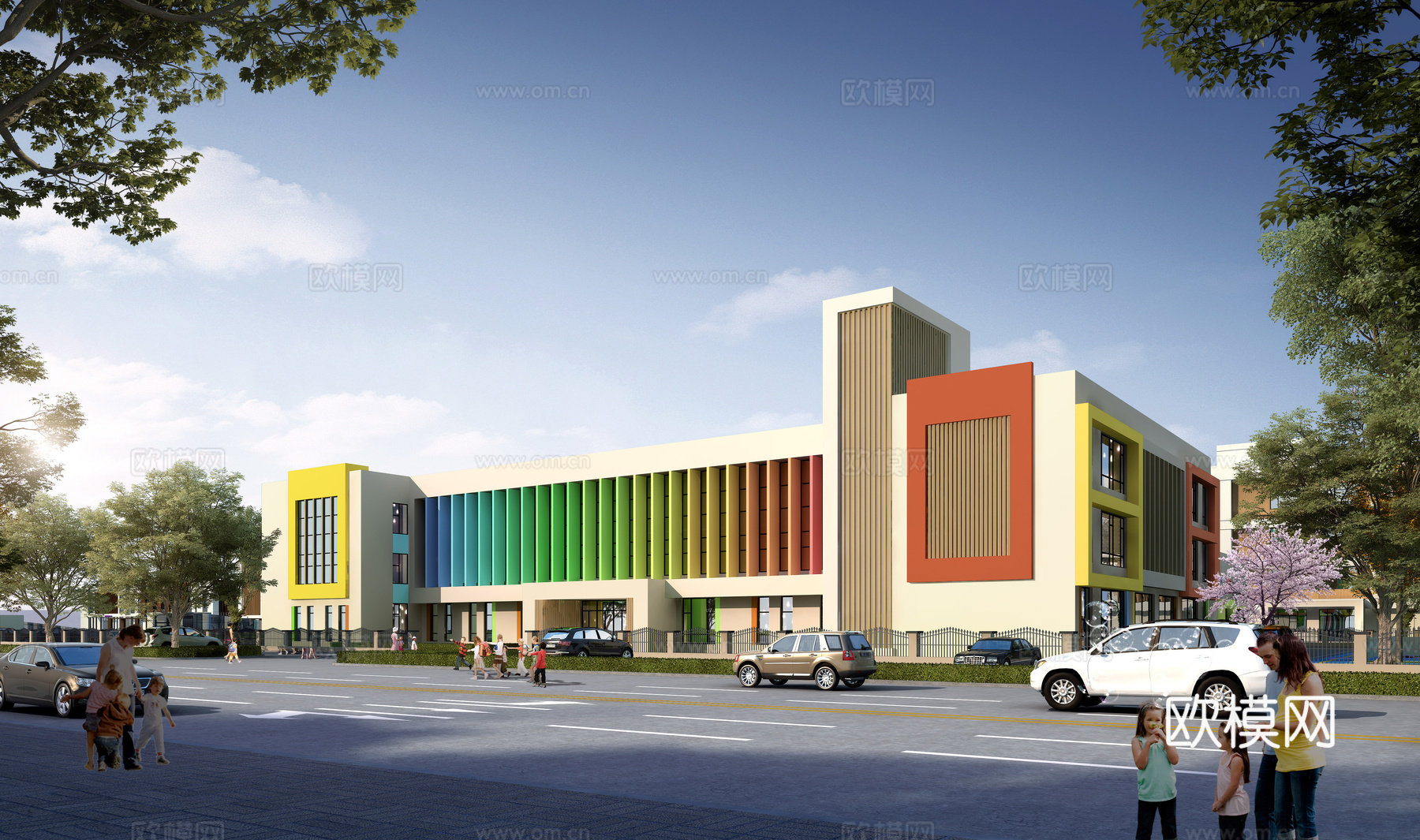 现代学校幼儿园  儿童活动场地3d模型
