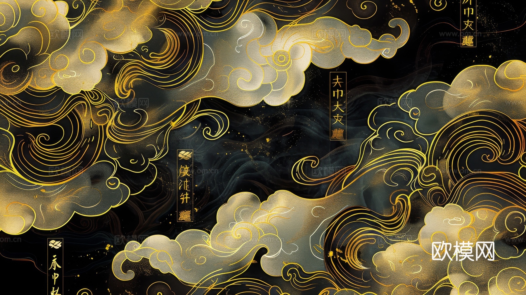 中式祥云壁纸壁画