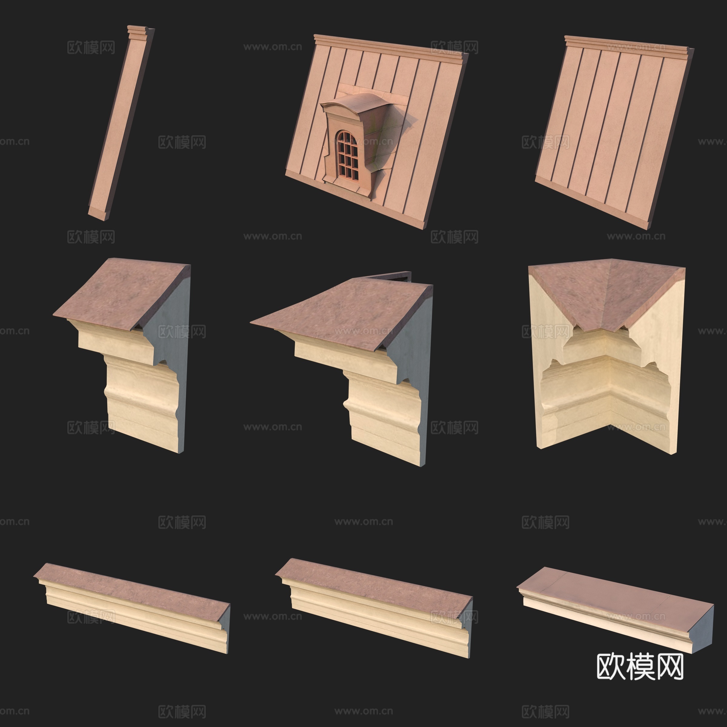 建筑构件屋檐石膏线屋顶3d模型
