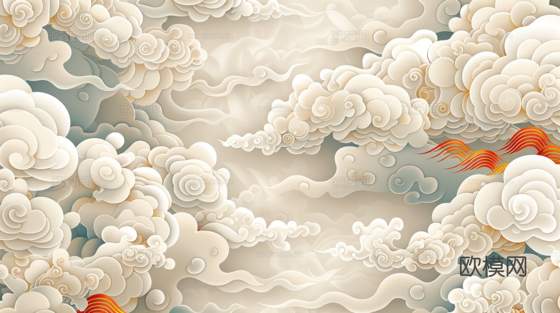中式祥云壁纸壁画