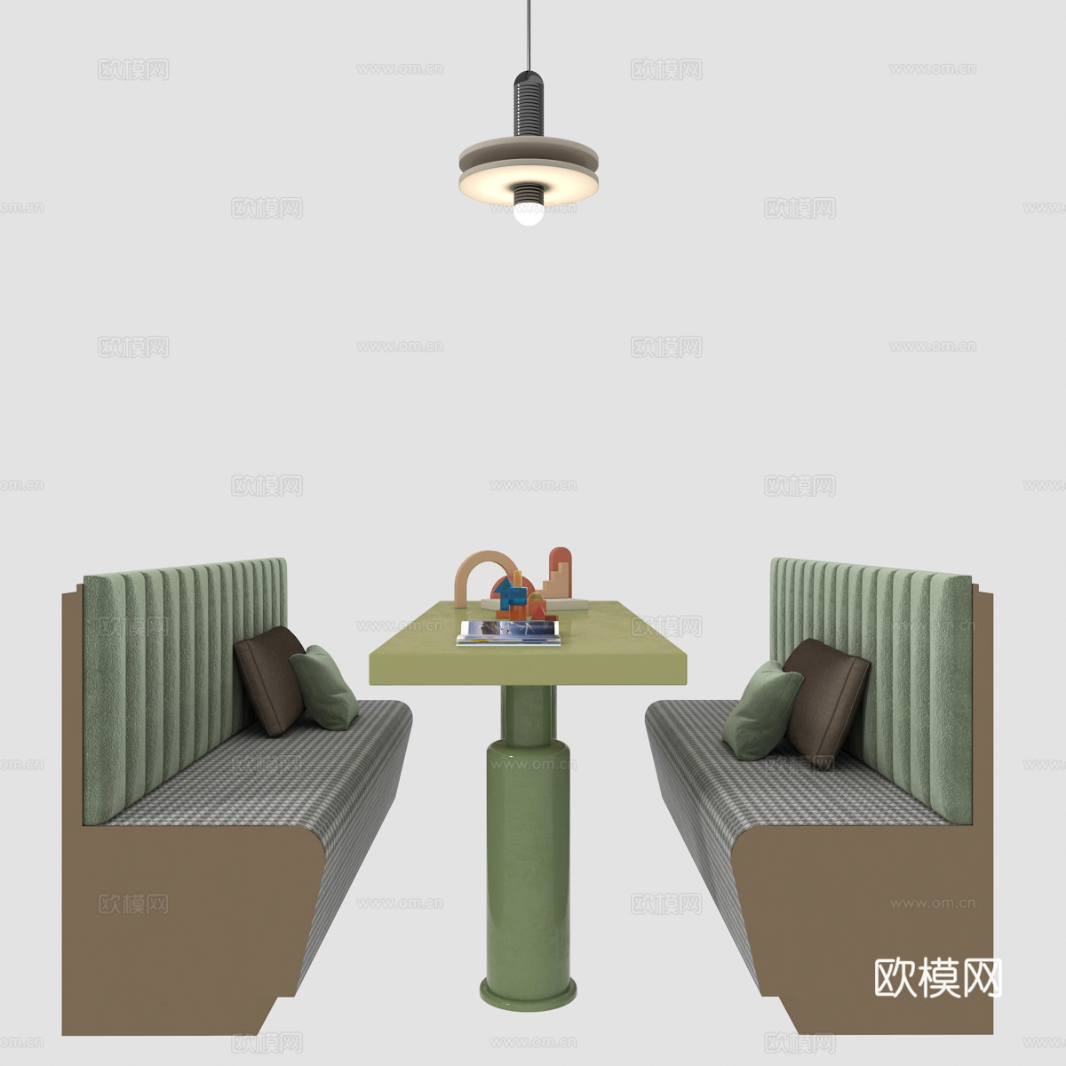 卡座桌椅组合3d模型