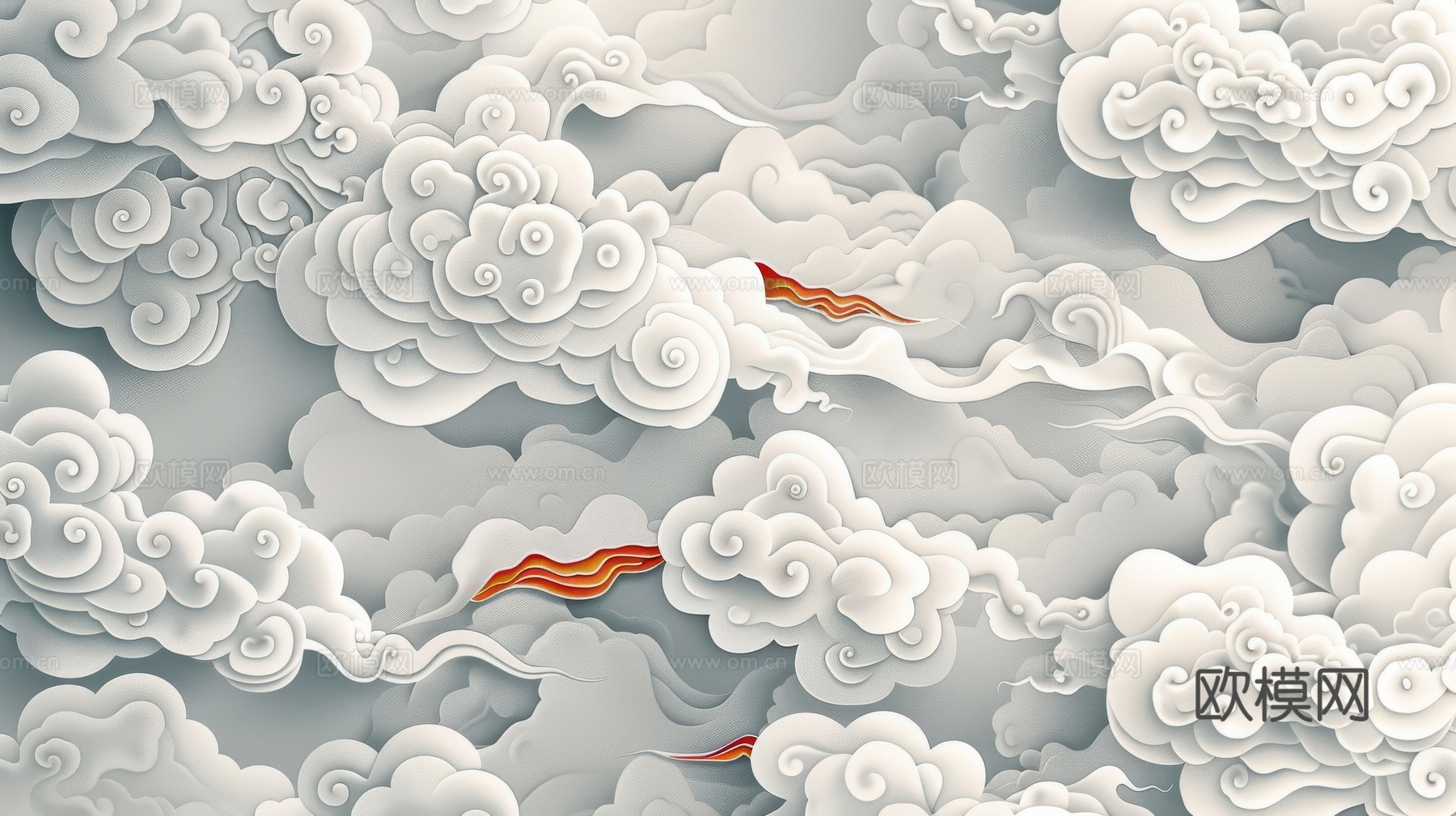 中式祥云壁纸壁画