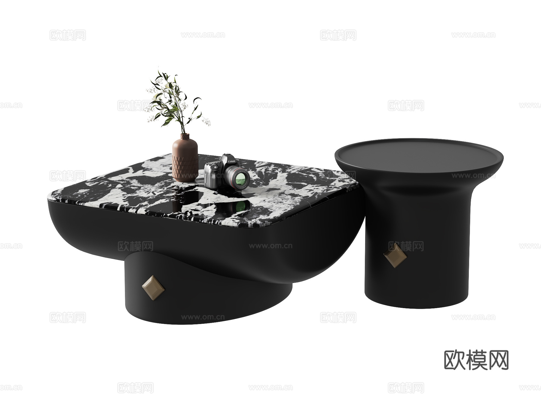 现代茶几 饰品摆件su模型
