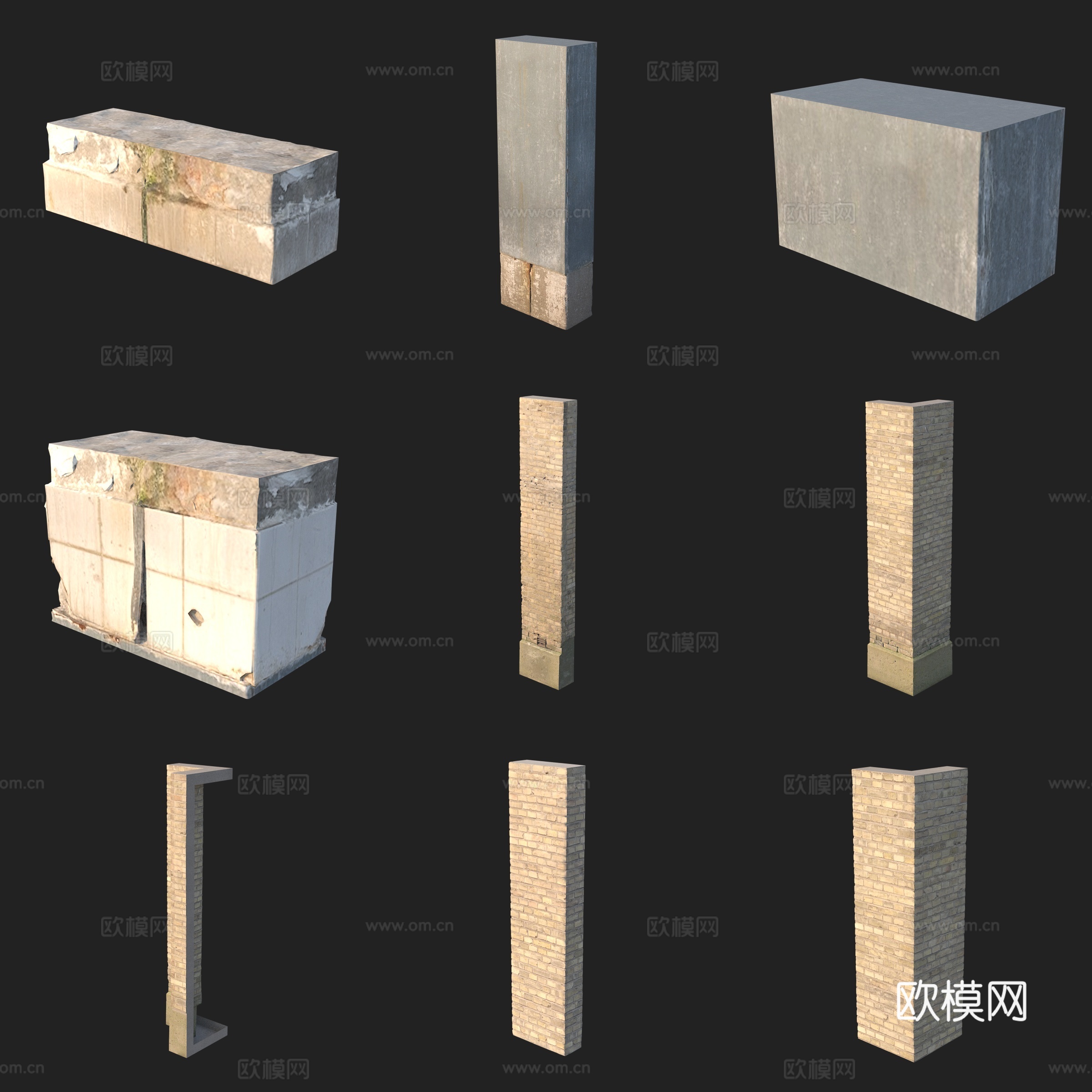 建筑构件柱子石柱免费3d模型