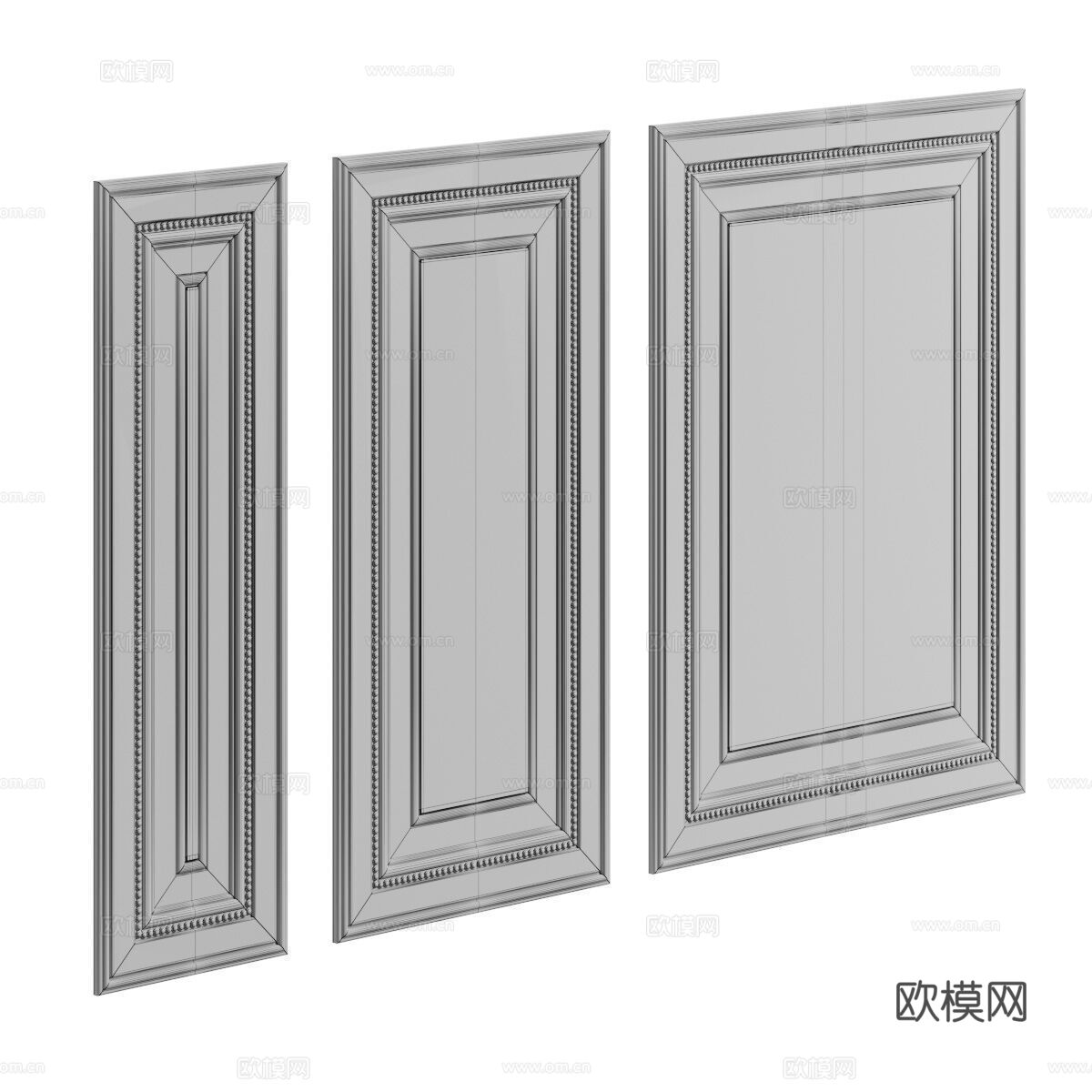 美式经典木墙板3d模型