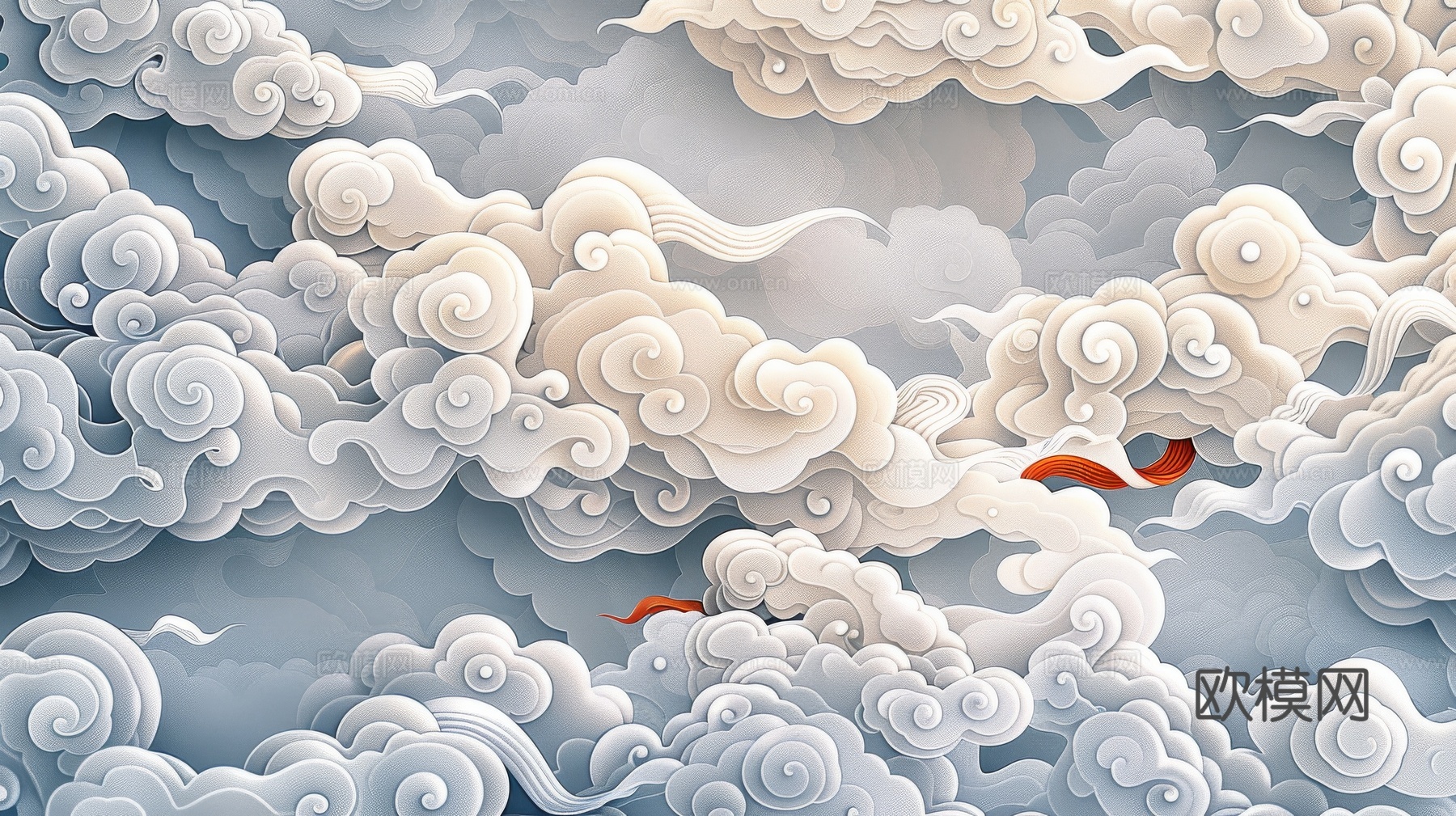 中式祥云壁纸壁画