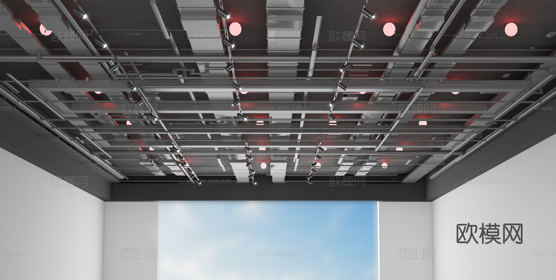 管道吊顶 吊顶 空调管道 工业吊顶 消防管道3d模型