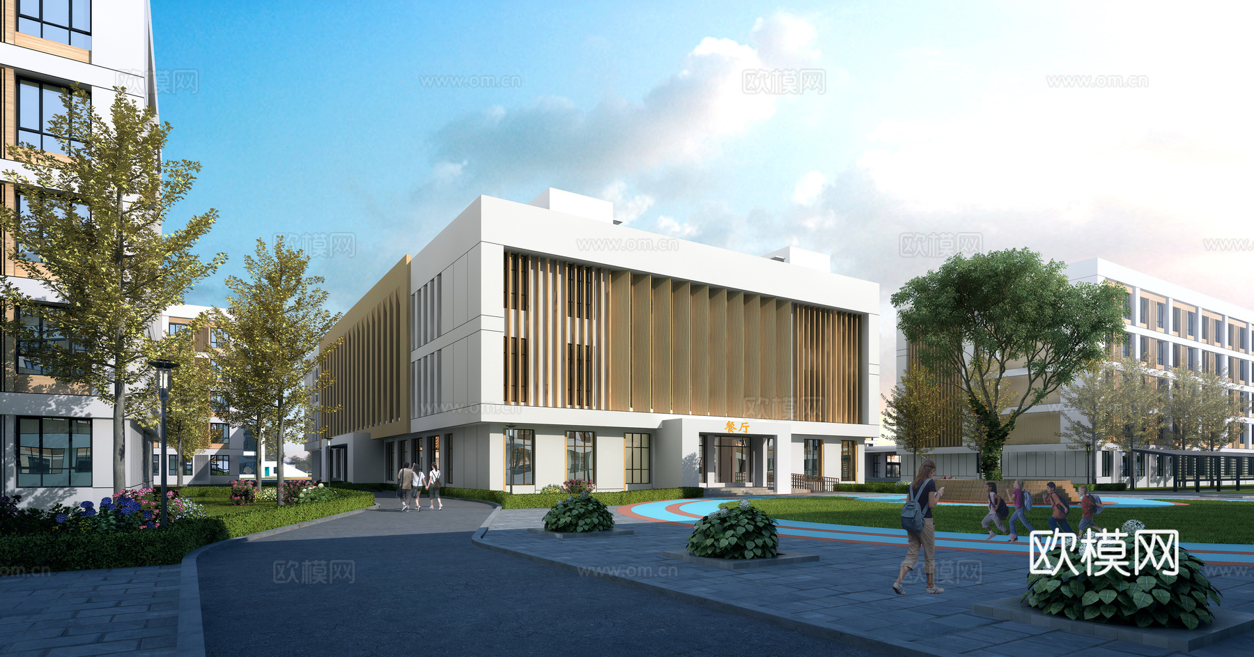 现代学校餐厅  学生食堂  图书馆3d模型