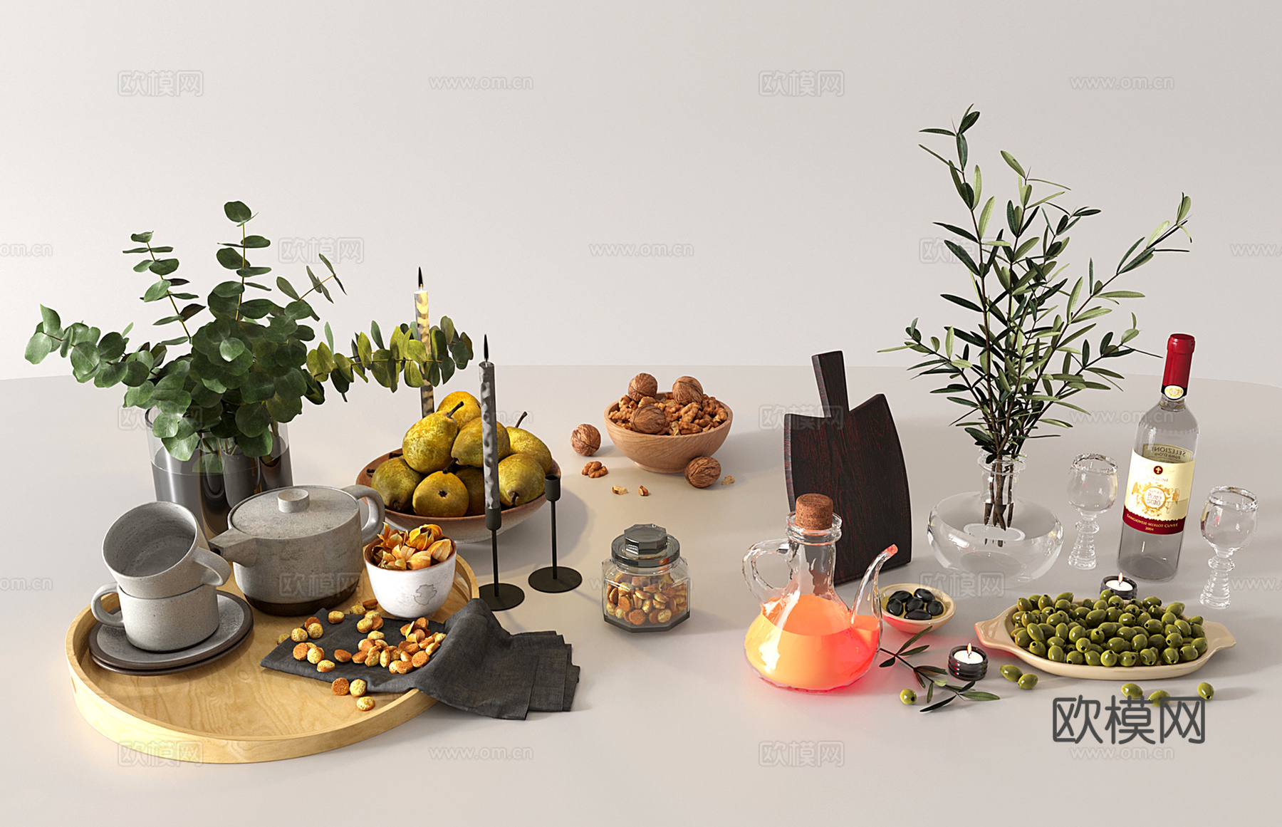 现代食物 水果 果汁饮料 厨房用品 杯子3d模型
