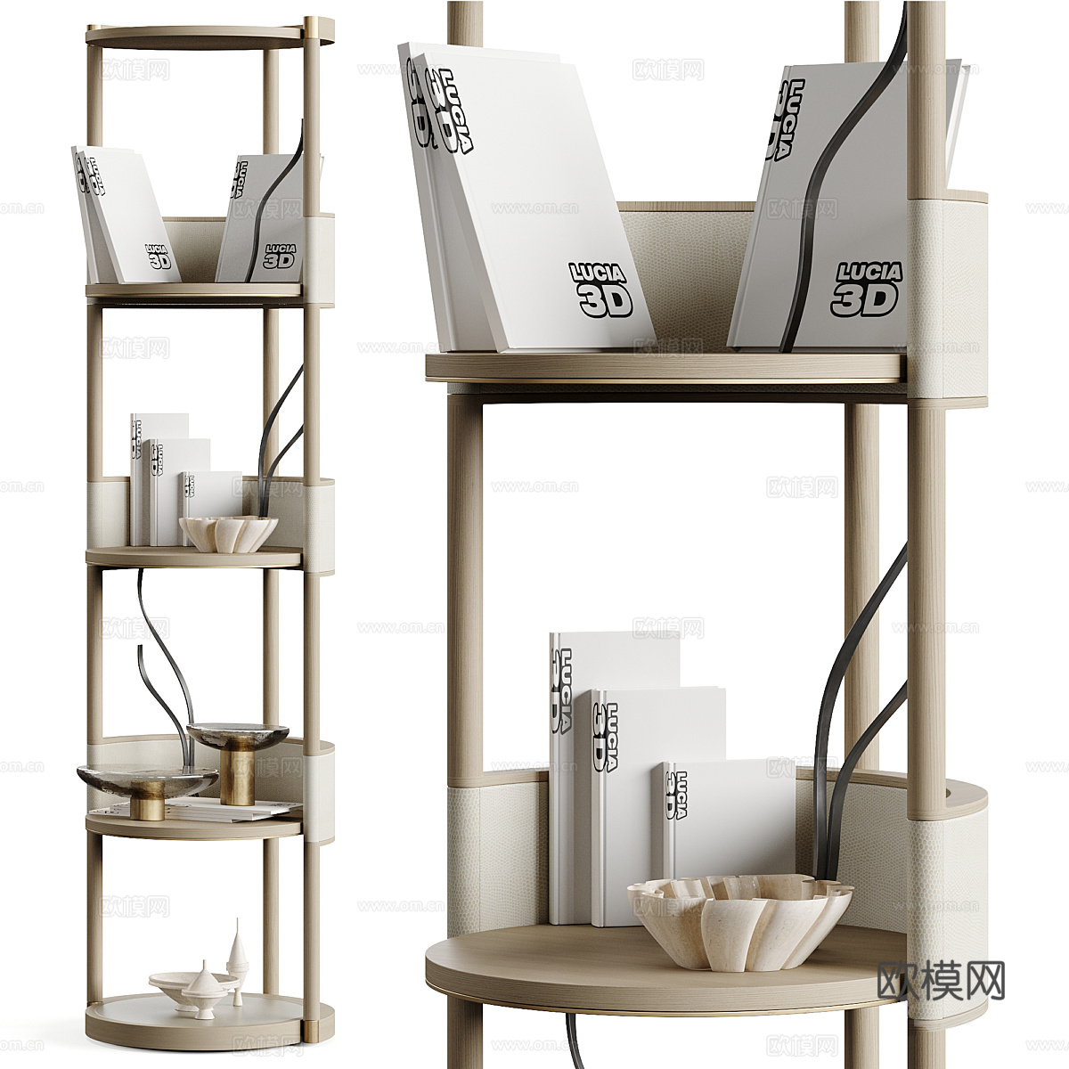 新中式轻奢装饰架 书架3d模型
