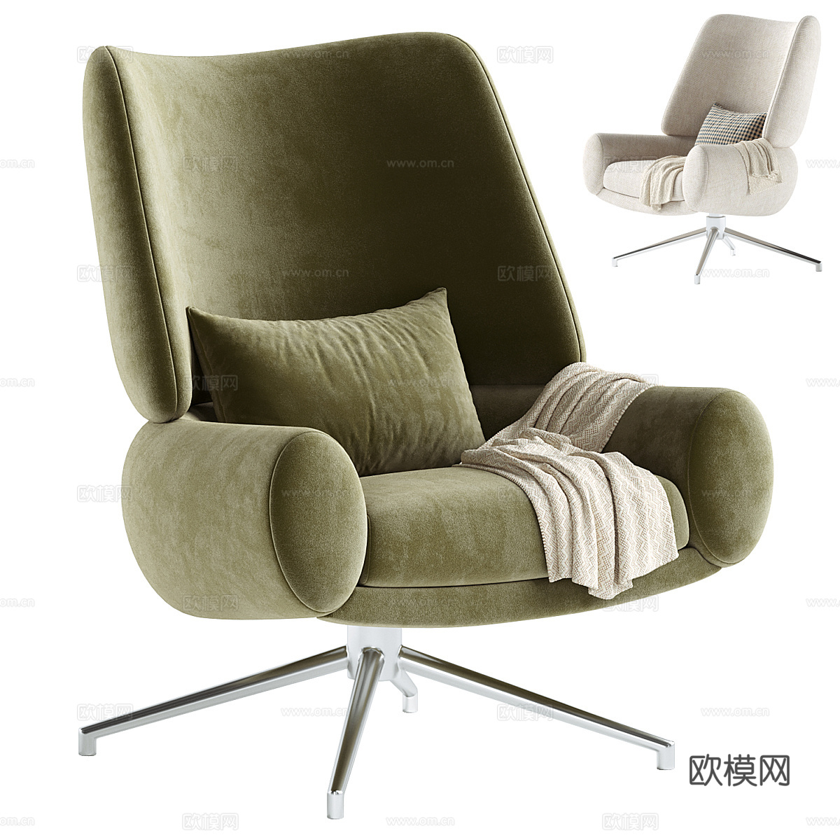 现代意式布艺办公椅3d模型