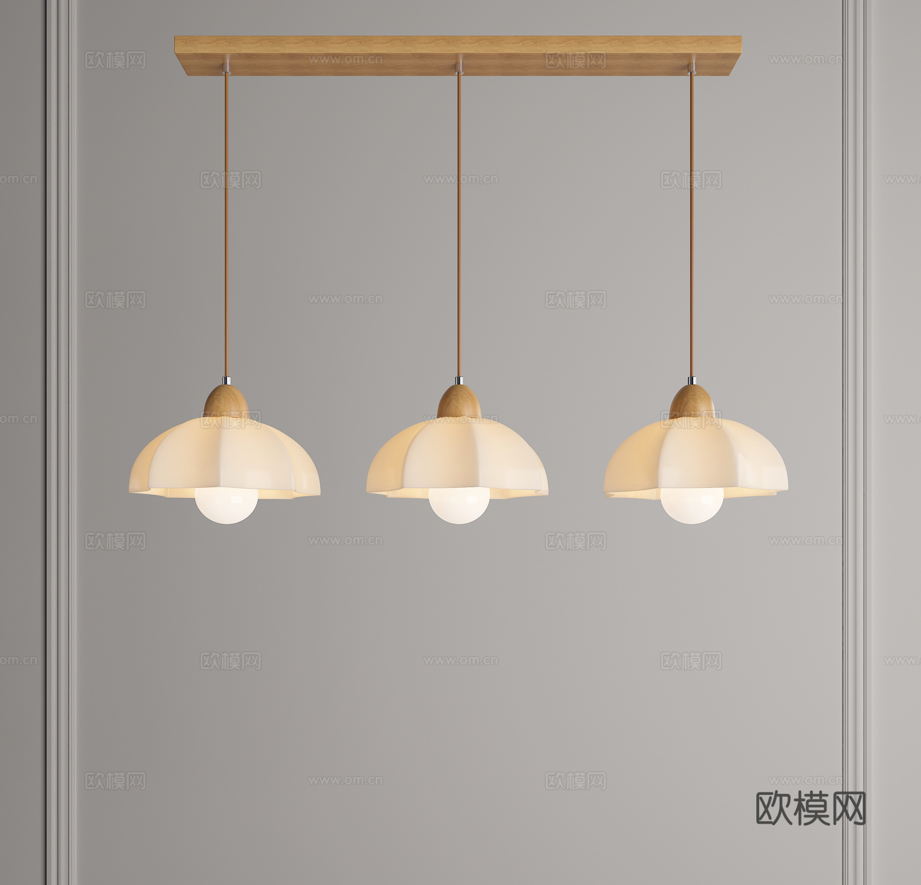 原木吊灯 奶油风吊灯 餐厅吊灯 三头吊灯 多头吊灯 田园吊灯3d模型