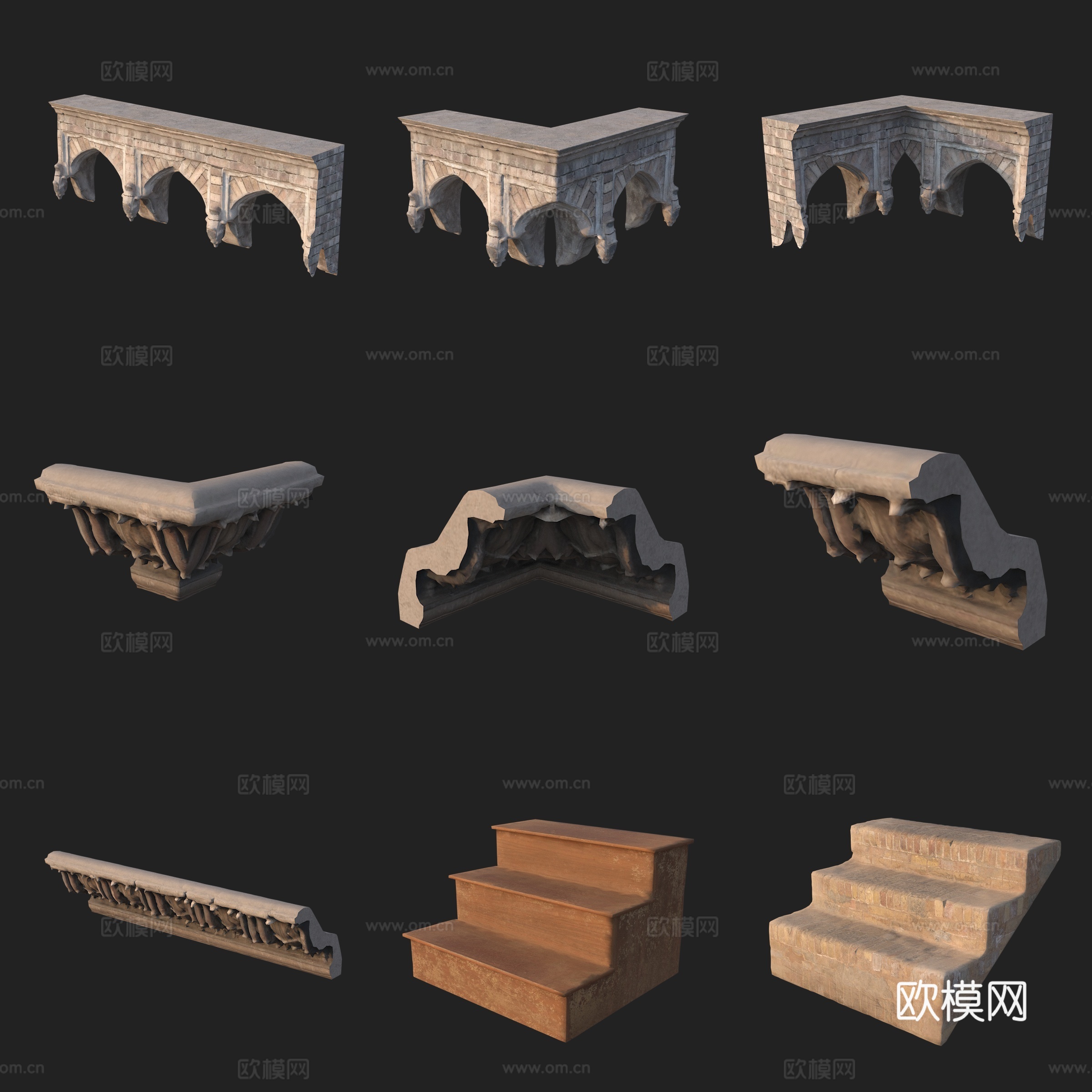 建筑构件楼梯拱门3d模型
