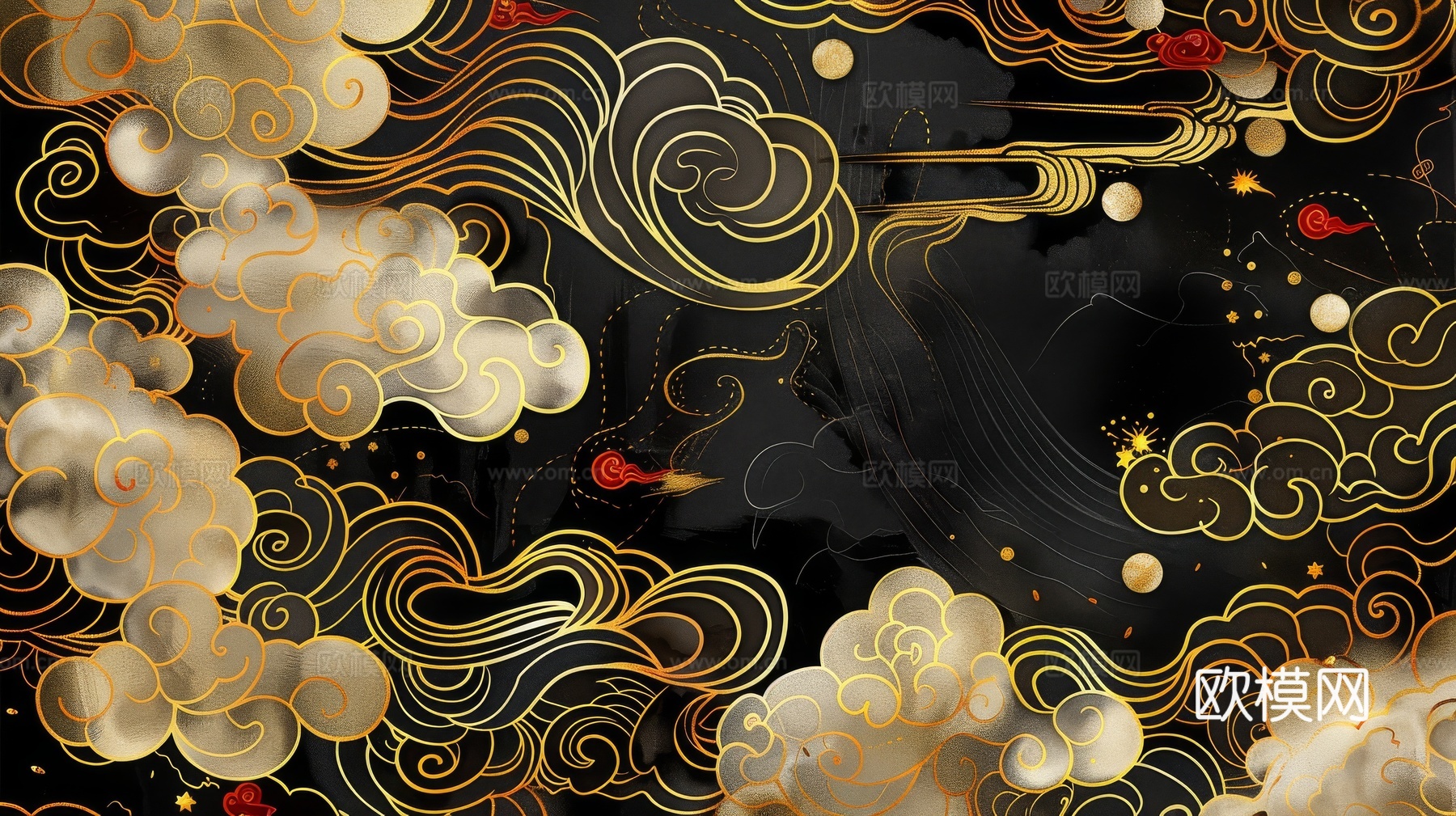 中式祥云壁纸壁画