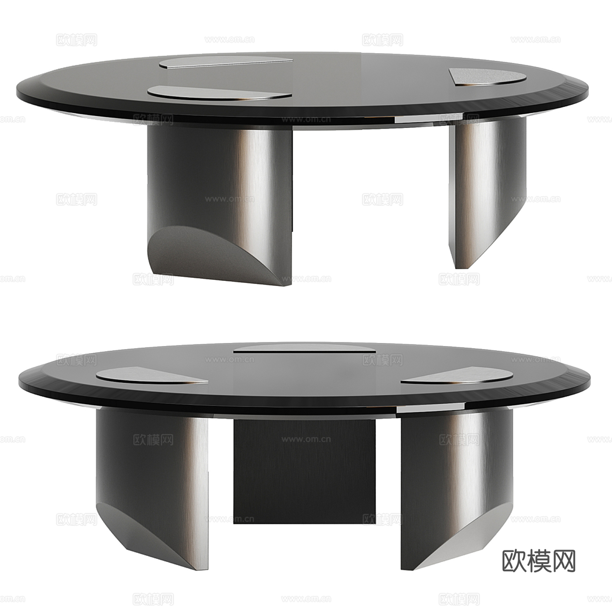 现代轻奢圆形茶几su模型