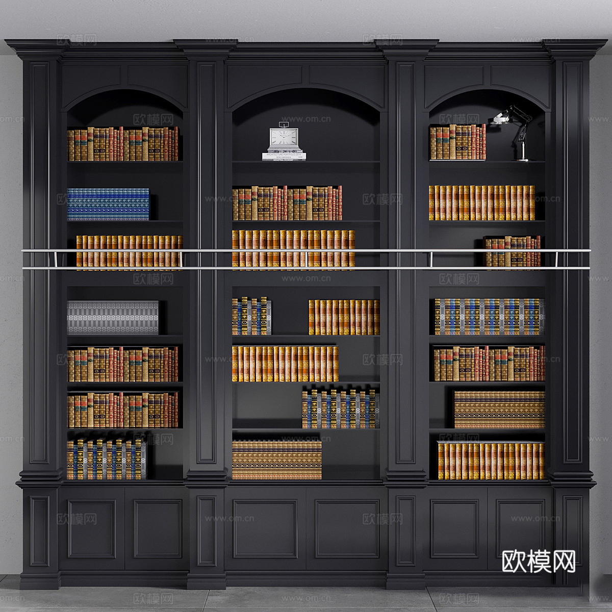 美式复古书柜3d模型