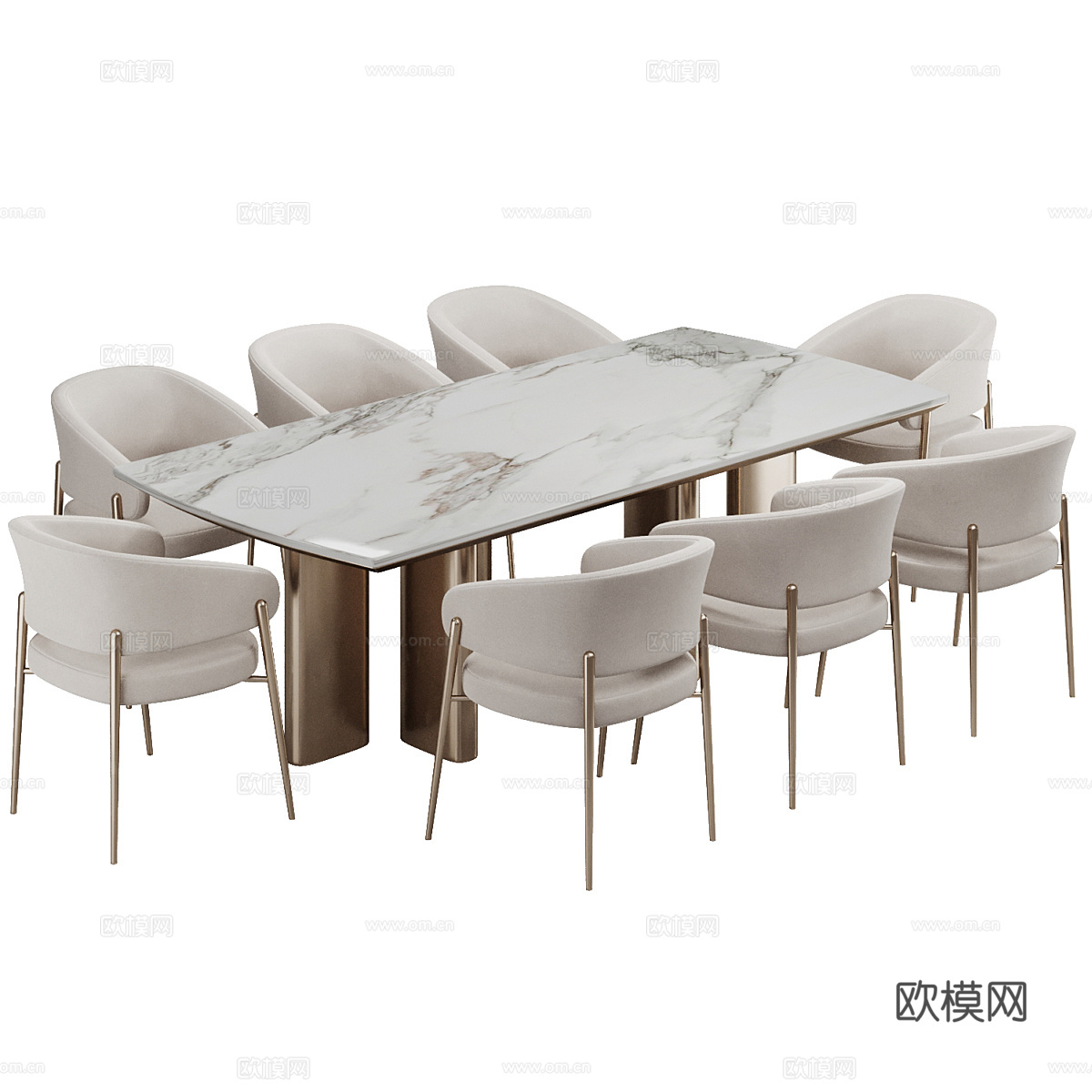 现代轻奢餐桌椅3d模型