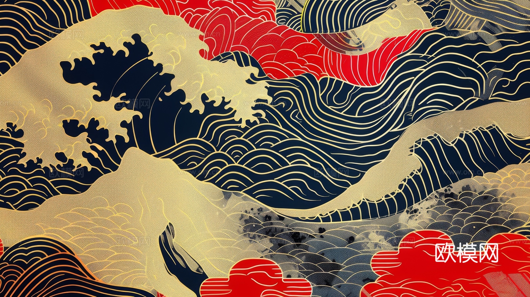 中式祥云壁纸壁画