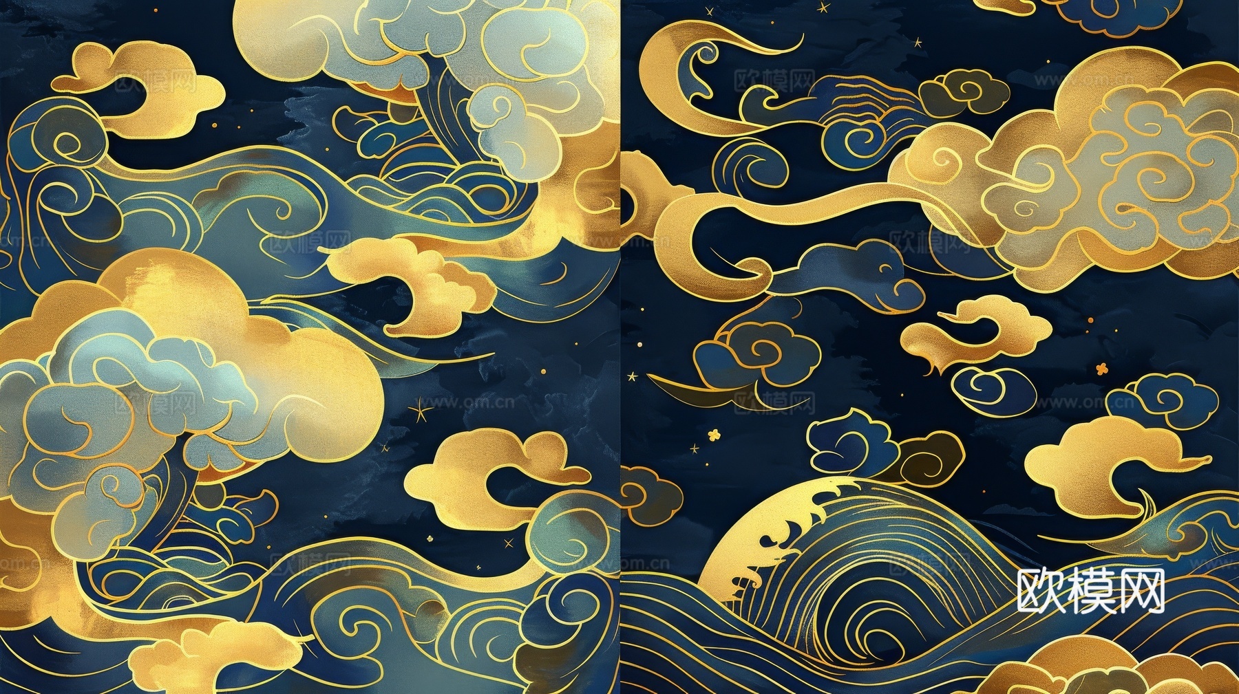 中式祥云壁纸壁画