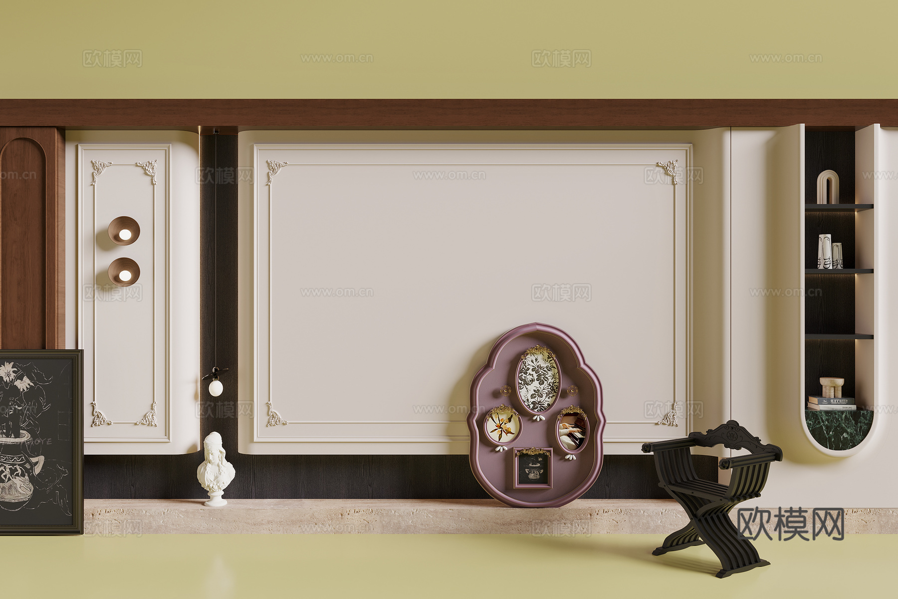 法式背景墙3d模型