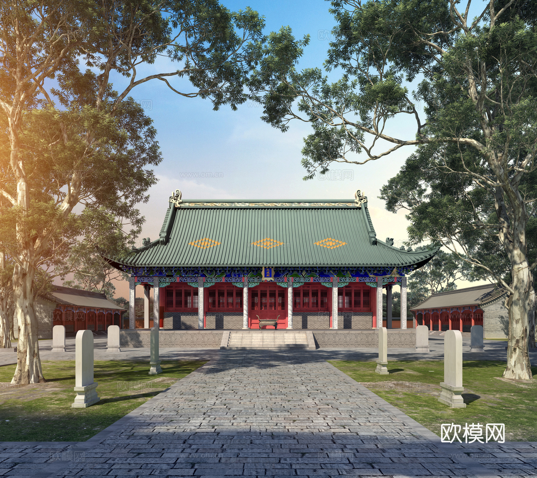 中式古建筑  孔庙  大成殿3d模型