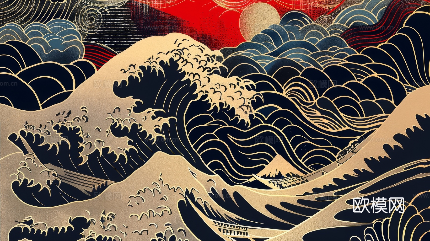 中式祥云壁纸壁画