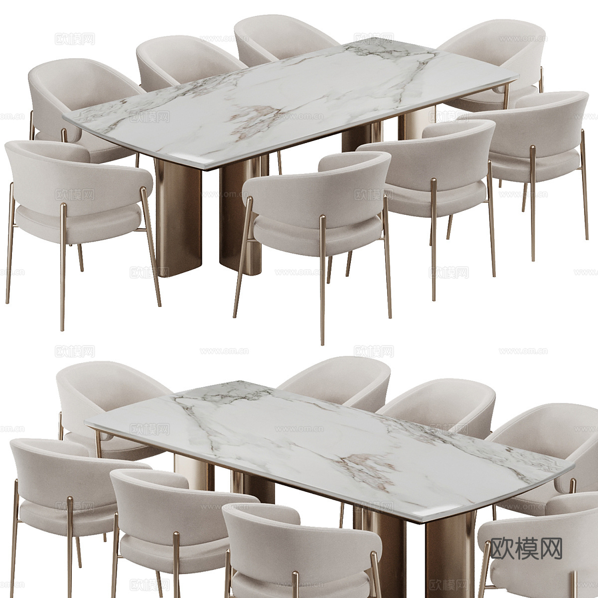 现代轻奢餐桌椅3d模型