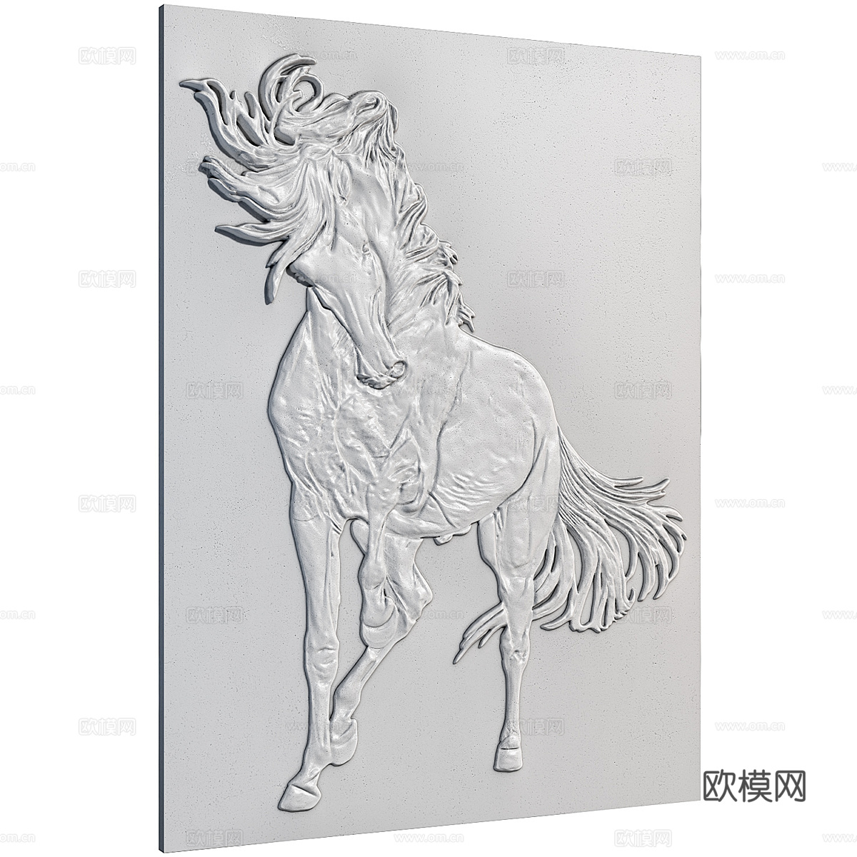 新中式骏马浅浮雕挂件3d模型