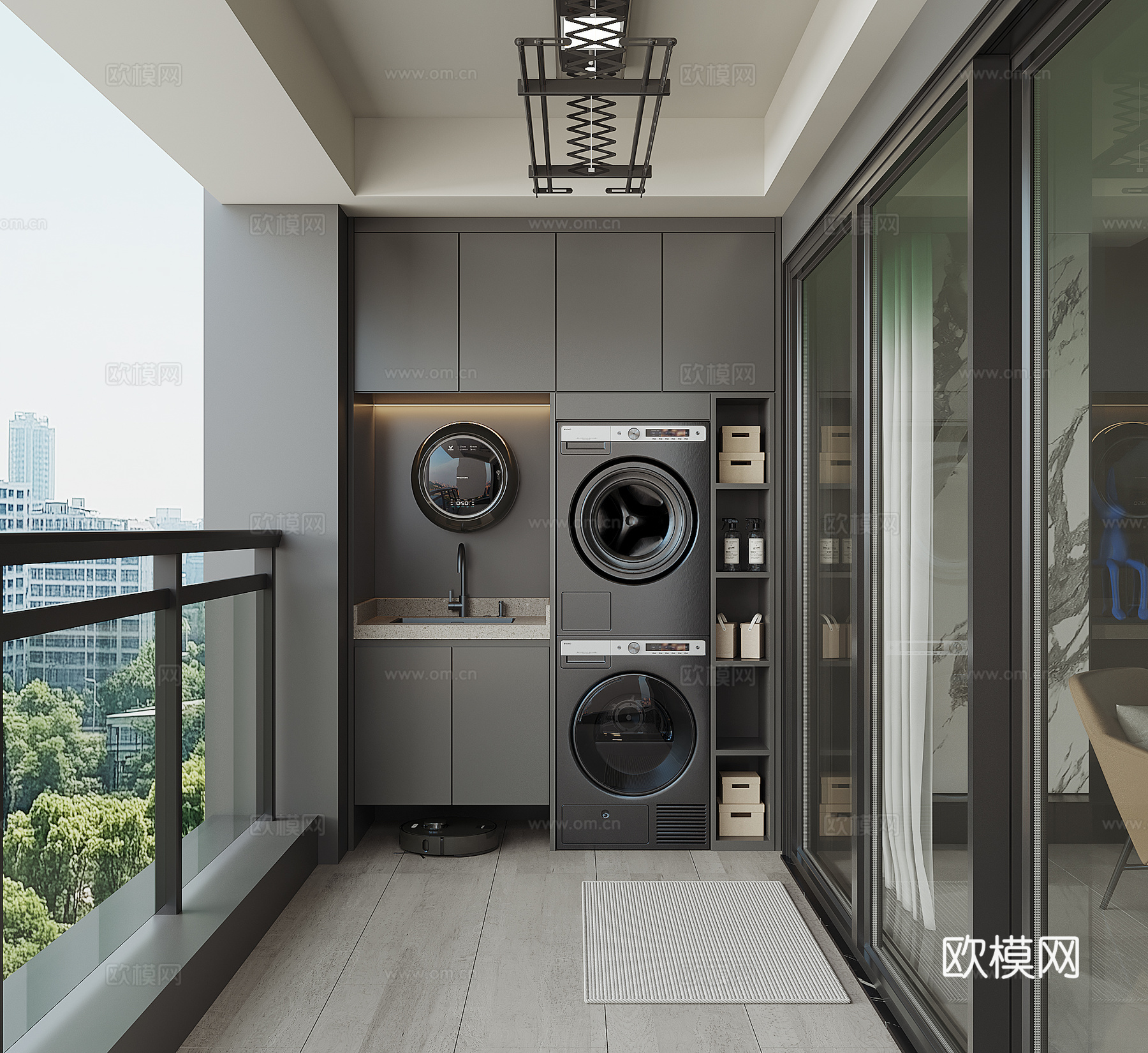 现代休闲阳台su模型