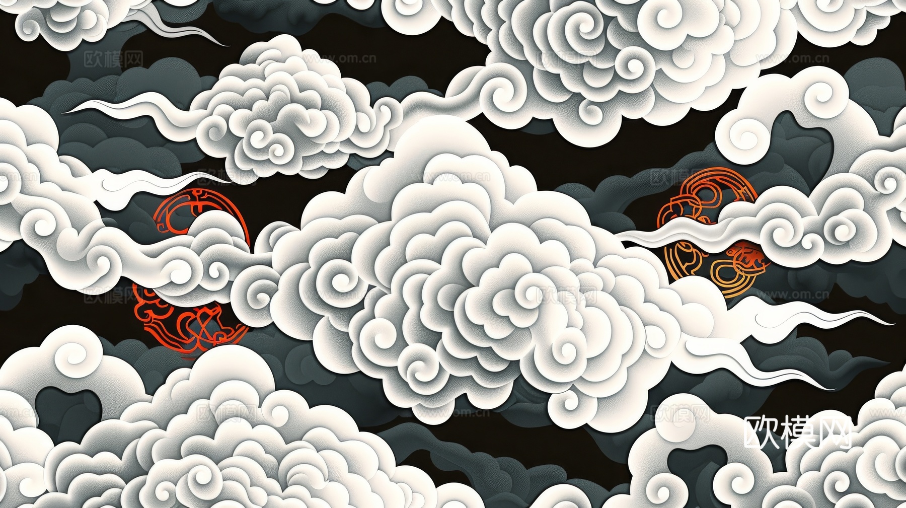 中式祥云壁纸壁画