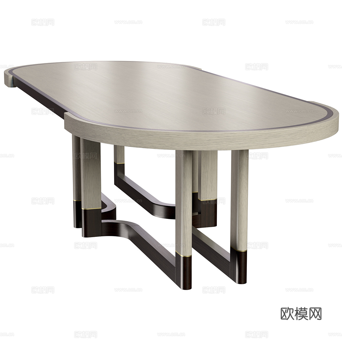 新中式轻奢椭圆餐桌椅3d模型