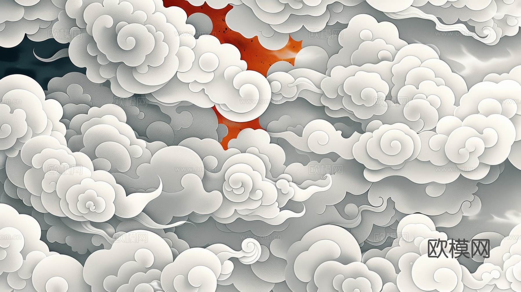 中式祥云壁纸壁画