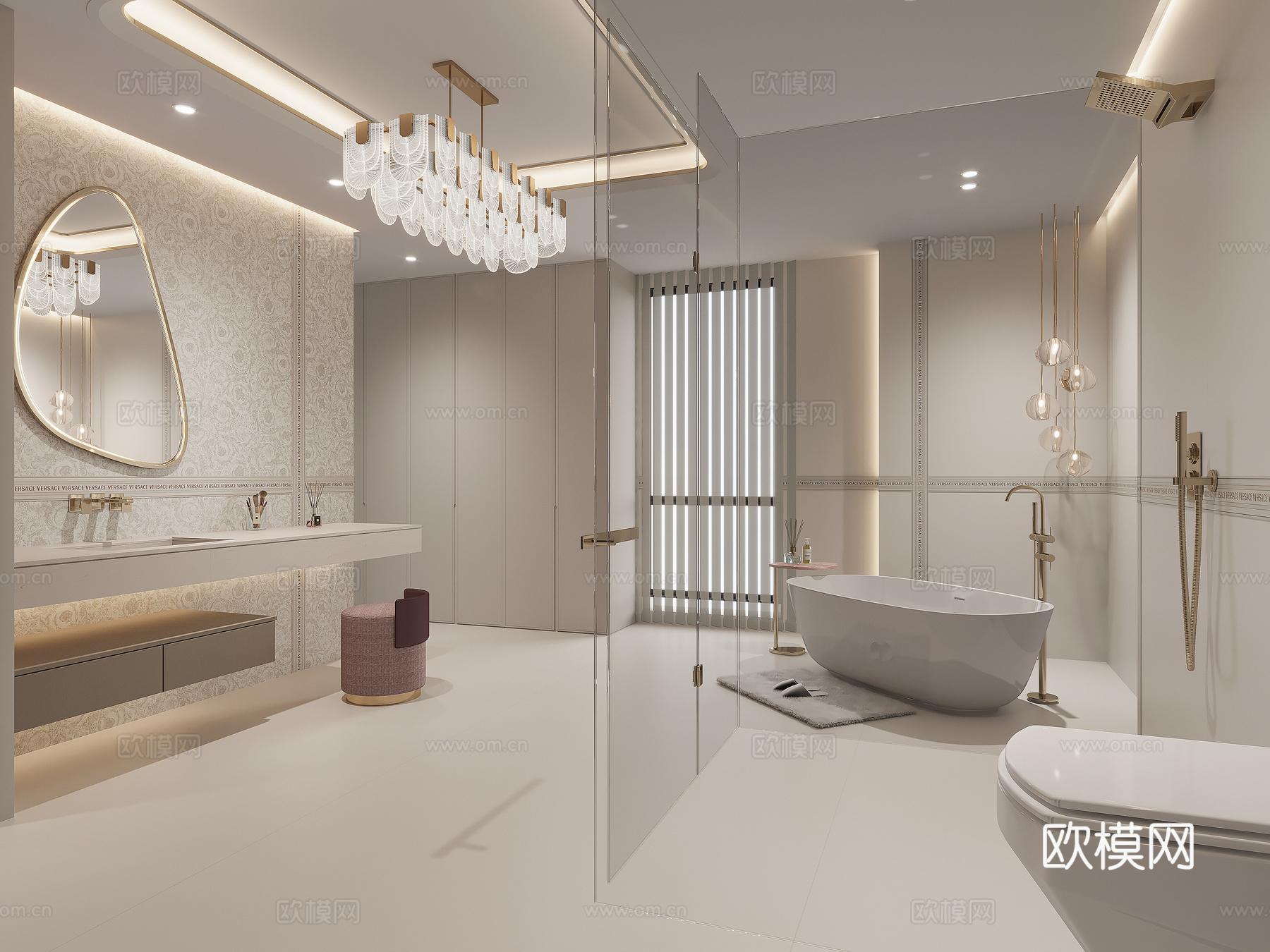 现代轻奢卫生间 干湿分离卫生间3d模型