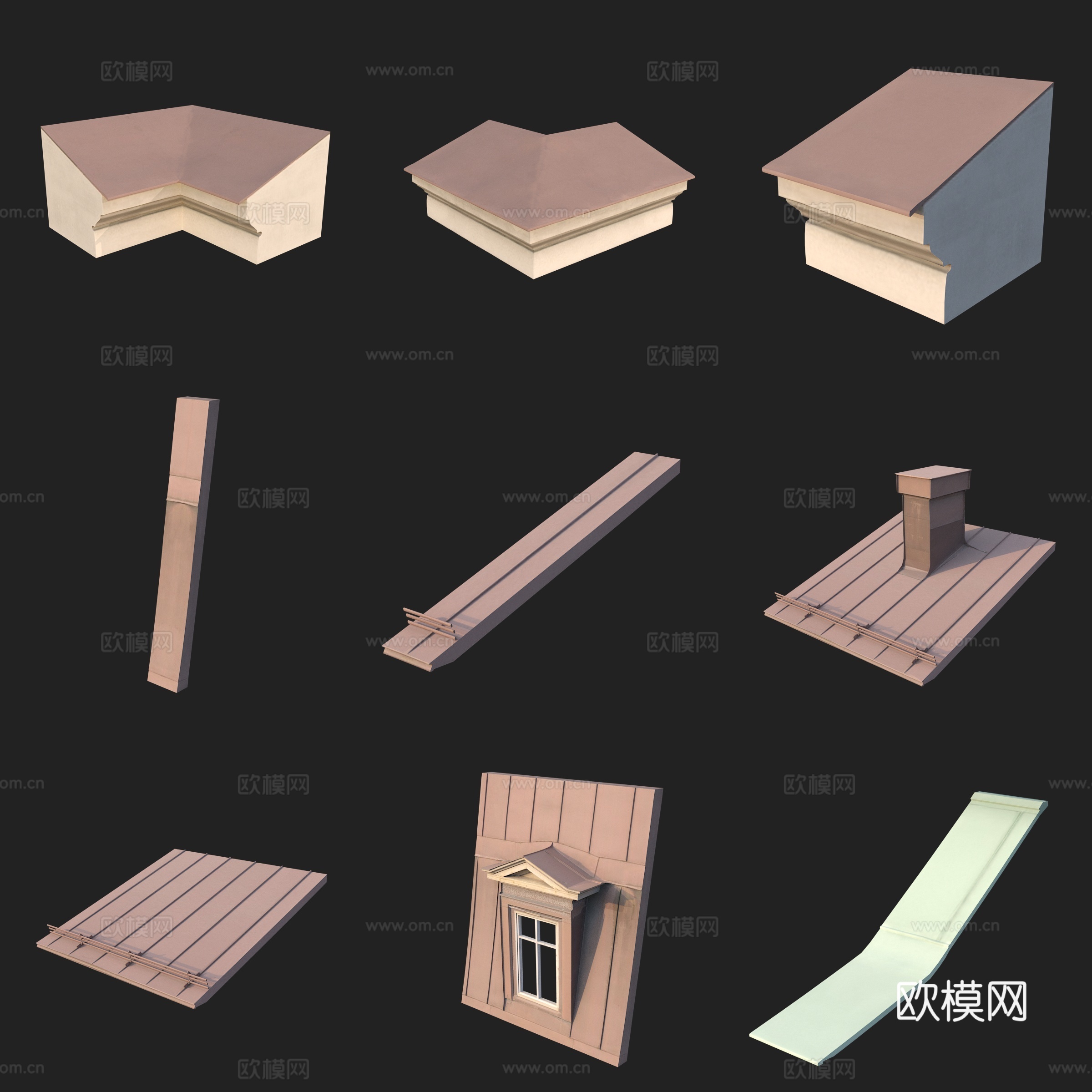 建筑构件屋檐石膏线屋顶3d模型