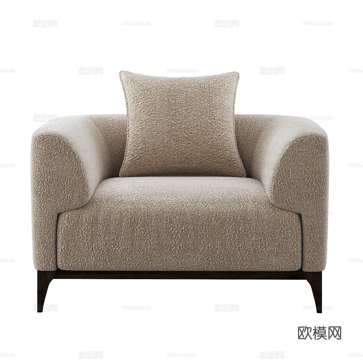 现代奶油风布艺沙发椅3d模型