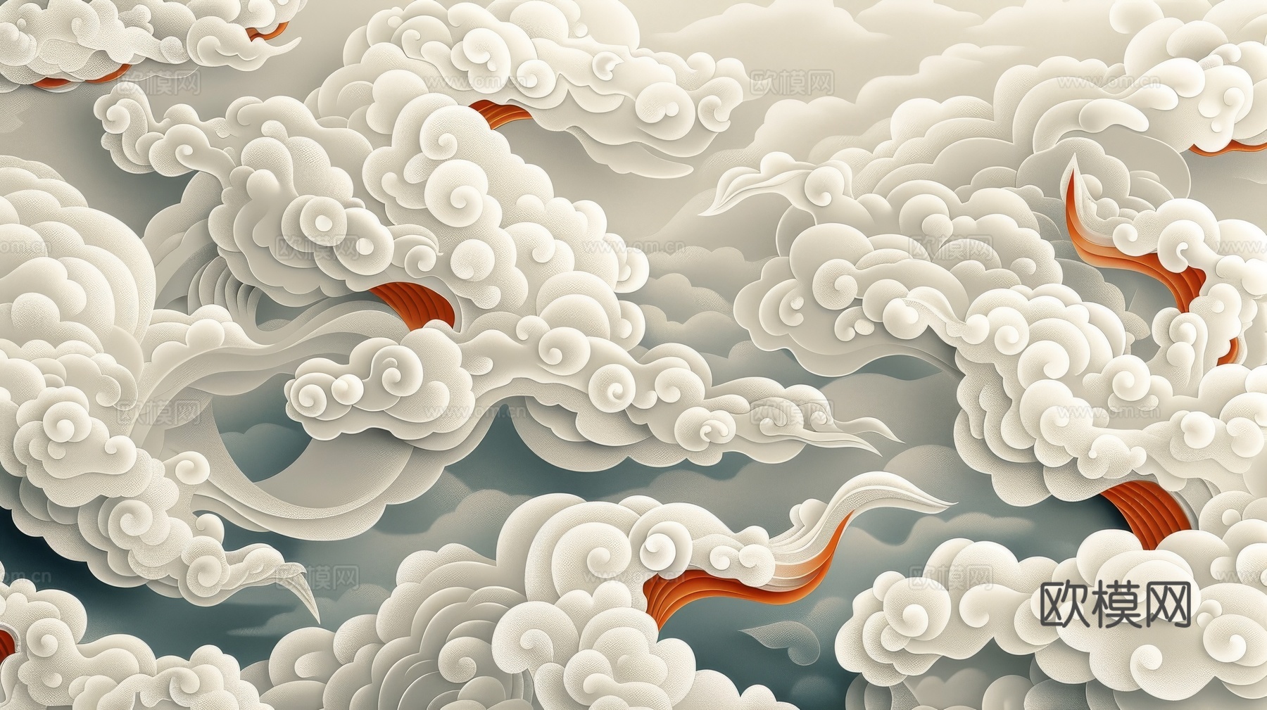 中式祥云壁纸壁画