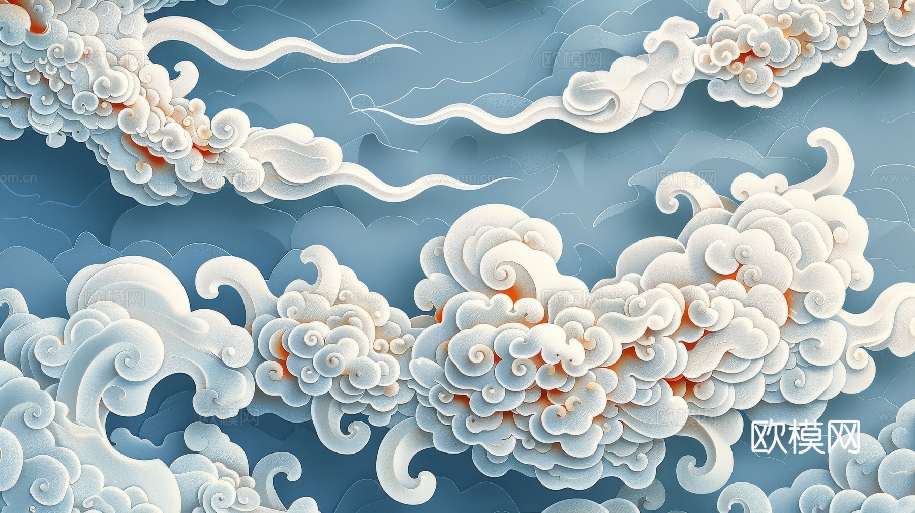 中式祥云壁纸壁画