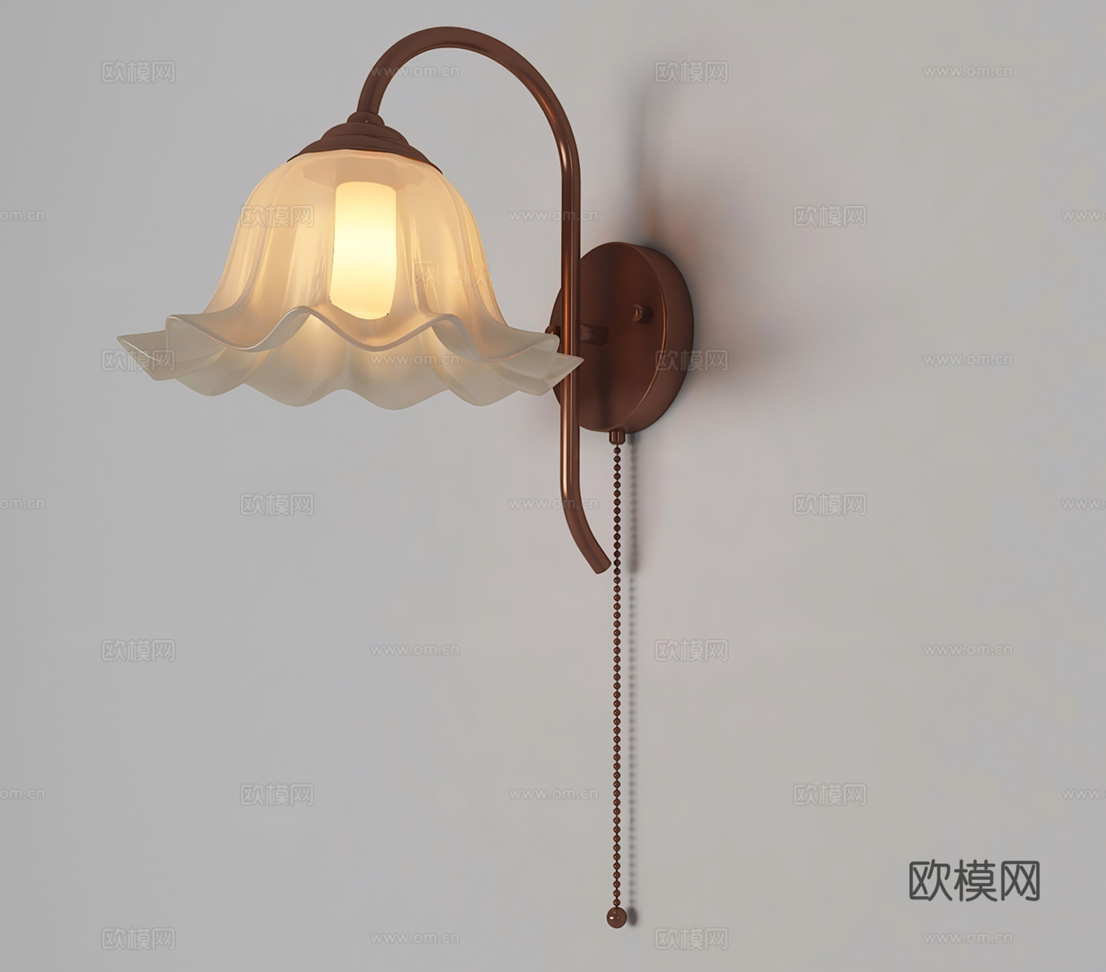 现代中古风简约壁灯su模型